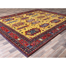 Load image into Gallery viewer, 8&#39;3&quot;x9&#39;8&quot; Macaroon Yellow, Afghan Ersari with Turkish Knot, Caucasian Design Revival, Vegetable Dyes, Hand Knotted, Soft and Shiny Wool, Oriental Rug FWR3306
