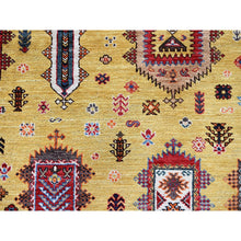 Load image into Gallery viewer, 8&#39;3&quot;x9&#39;8&quot; Macaroon Yellow, Afghan Ersari with Turkish Knot, Caucasian Design Revival, Vegetable Dyes, Hand Knotted, Soft and Shiny Wool, Oriental Rug FWR3306