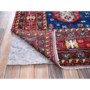 8'5"x9'8" Yale Blue, Afghan Ersari with Turkish Knot, Caucasian Design Revival, Vegetable Dyes, Hand Knotted, Velvety Wool, Oriental Rug FWR3318