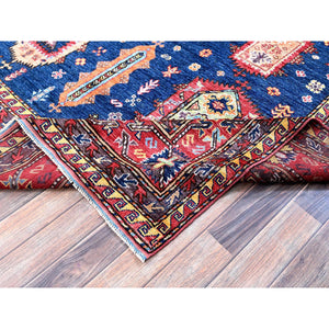 8'5"x9'8" Yale Blue, Afghan Ersari with Turkish Knot, Caucasian Design Revival, Vegetable Dyes, Hand Knotted, Velvety Wool, Oriental Rug FWR3318