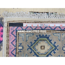 Load image into Gallery viewer, 3&#39;1&quot;x4&#39;9&quot; Colorful Ivory Fusion Kazak Pure Wool Hand Knotted Oriental Rug FWR332460