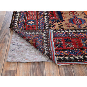 8'1"x9'7" Beige, Afghan Ersari With Turkish Knot, Caucasian Design Revival, Vegetable Dyes, Hand Knotted, Soft And Vibrant Wool, Densely Woven, Oriental Rug FWR3324