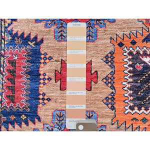 8'1"x9'7" Beige, Afghan Ersari With Turkish Knot, Caucasian Design Revival, Vegetable Dyes, Hand Knotted, Soft And Vibrant Wool, Densely Woven, Oriental Rug FWR3324