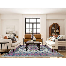 Load image into Gallery viewer, 8&#39;10&quot;x11&#39;6&quot; Ivory With Pink Fusion Kazak Natural Wool Hand Knotted Oriental Rug FWR333228