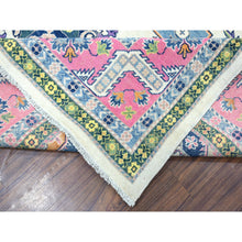 Load image into Gallery viewer, 8&#39;10&quot;x11&#39;6&quot; Ivory With Pink Fusion Kazak Natural Wool Hand Knotted Oriental Rug FWR333228