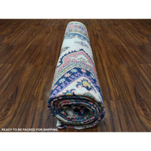 Load image into Gallery viewer, 8&#39;10&quot;x11&#39;6&quot; Ivory With Pink Fusion Kazak Natural Wool Hand Knotted Oriental Rug FWR333228