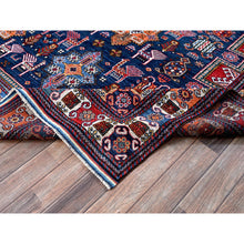 Load image into Gallery viewer, 8&#39;4&quot;x9&#39;6&quot; Navy Blue, Afghan Ersari With Turkish Knot, Caucasian Design Revival, Ancient Bird Figurines, Hand Knotted, 100% Wool, Vegetable Dyes, Oriental Rug FWR3330