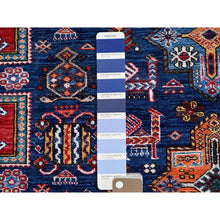 Load image into Gallery viewer, 8&#39;4&quot;x9&#39;6&quot; Navy Blue, Afghan Ersari With Turkish Knot, Caucasian Design Revival, Ancient Bird Figurines, Hand Knotted, 100% Wool, Vegetable Dyes, Oriental Rug FWR3330