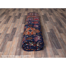 Load image into Gallery viewer, 8&#39;4&quot;x9&#39;6&quot; Navy Blue, Afghan Ersari With Turkish Knot, Caucasian Design Revival, Ancient Bird Figurines, Hand Knotted, 100% Wool, Vegetable Dyes, Oriental Rug FWR3330