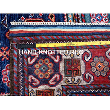 Load image into Gallery viewer, 8&#39;4&quot;x9&#39;6&quot; Navy Blue, Afghan Ersari With Turkish Knot, Caucasian Design Revival, Ancient Bird Figurines, Hand Knotted, 100% Wool, Vegetable Dyes, Oriental Rug FWR3330