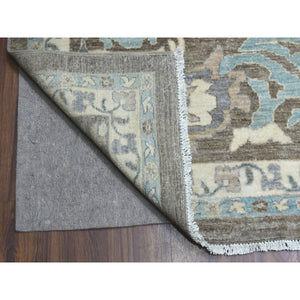 11'9"x14'5" Brown Peshawar With Mahal Design Organic Wool Hand Knotted Oversize Oriental Rug FWR333636