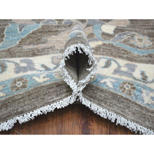 11'9"x14'5" Brown Peshawar With Mahal Design Organic Wool Hand Knotted Oversize Oriental Rug FWR333636