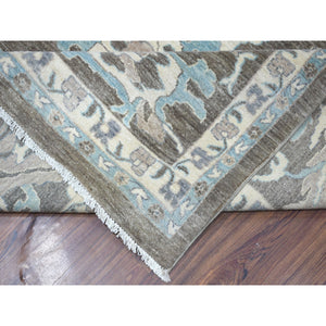11'9"x14'5" Brown Peshawar With Mahal Design Organic Wool Hand Knotted Oversize Oriental Rug FWR333636