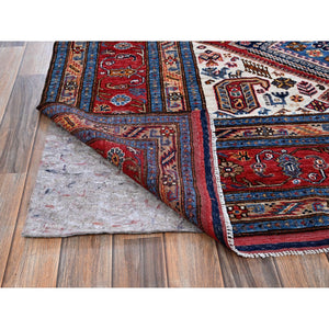 8'3"x10' Ajax Red, Afghan Ersari with Turkish Knot, Caucasian Design Revival, Vegetable Dyes, Hand Knotted, 100% Wool, Densely Woven, Oriental Rug FWR3336