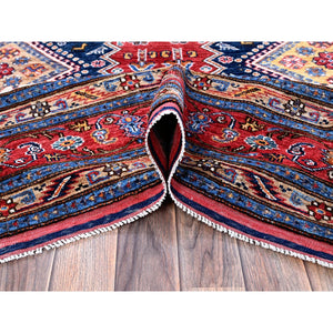 8'3"x10' Ajax Red, Afghan Ersari with Turkish Knot, Caucasian Design Revival, Vegetable Dyes, Hand Knotted, 100% Wool, Densely Woven, Oriental Rug FWR3336