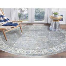 Load image into Gallery viewer, 12&#39;x12&#39; Gray Afghan Peshawar With Ziegler Mahal Design Organic Wool Hand Knotted Round Oriental Rug FWR334260