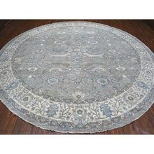 Load image into Gallery viewer, 12&#39;x12&#39; Gray Afghan Peshawar With Ziegler Mahal Design Organic Wool Hand Knotted Round Oriental Rug FWR334260