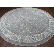 Load image into Gallery viewer, 12&#39;x12&#39; Gray Afghan Peshawar With Ziegler Mahal Design Organic Wool Hand Knotted Round Oriental Rug FWR334260