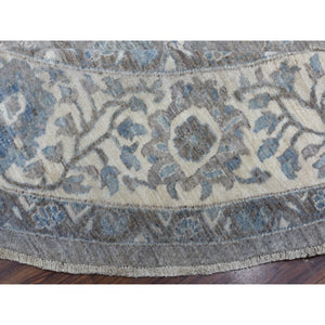 12'x12' Gray Afghan Peshawar With Ziegler Mahal Design Organic Wool Hand Knotted Round Oriental Rug FWR334260