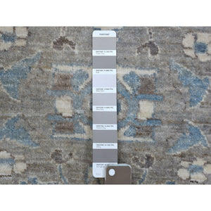 12'x12' Gray Afghan Peshawar With Ziegler Mahal Design Organic Wool Hand Knotted Round Oriental Rug FWR334260