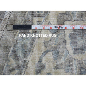 12'x12' Gray Afghan Peshawar With Ziegler Mahal Design Organic Wool Hand Knotted Round Oriental Rug FWR334260