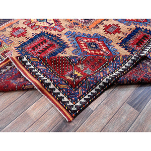 8'3"x9'9" Beige, Afghan Ersari with Turkish Knot, Caucasian Design Revival, Vegetable Dyes, Hand Knotted, Soft and Velvety Wool, Densely Woven, Oriental Rug FWR3342