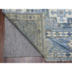 8'x9'9" Blue Shiny Wool Afghan Ersari Design Hand Knotted Oriental Rug FWR334860