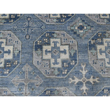 Load image into Gallery viewer, 8&#39;x9&#39;9&quot; Blue Shiny Wool Afghan Ersari Design Hand Knotted Oriental Rug FWR334860
