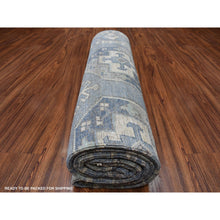 Load image into Gallery viewer, 8&#39;x9&#39;9&quot; Blue Shiny Wool Afghan Ersari Design Hand Knotted Oriental Rug FWR334860
