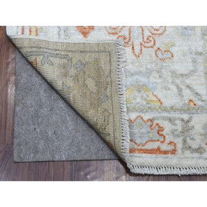 2'8"x15'8" Hand Knotted Ivory Angora Oushak With Soft And Supple Wool Oriental Xl Runner Rug FWR335316