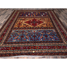 Load image into Gallery viewer, 8&#39;7&quot;x10&#39; Parmesan Yellow, Afghan Ersari with Turkish Knot, Caucasian Design Revival, Ancient Bird Figurines, Vegetable Dyes, Hand Knotted, 100% Wool, Oriental Rug FWR3348
