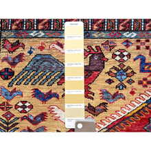 Load image into Gallery viewer, 8&#39;7&quot;x10&#39; Parmesan Yellow, Afghan Ersari with Turkish Knot, Caucasian Design Revival, Ancient Bird Figurines, Vegetable Dyes, Hand Knotted, 100% Wool, Oriental Rug FWR3348