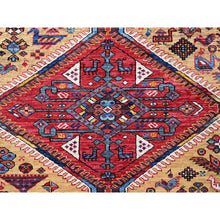 Load image into Gallery viewer, 8&#39;7&quot;x10&#39; Parmesan Yellow, Afghan Ersari with Turkish Knot, Caucasian Design Revival, Ancient Bird Figurines, Vegetable Dyes, Hand Knotted, 100% Wool, Oriental Rug FWR3348