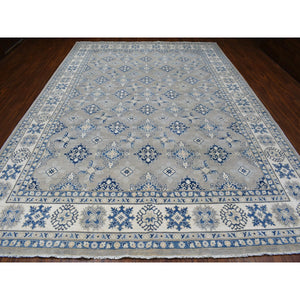 9'8"x13'9" Gray Vintage Look Kazak All Over Design Natural Wool Hand Knotted Oriental Rug FWR335808