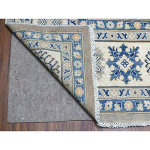 9'8"x13'9" Gray Vintage Look Kazak All Over Design Natural Wool Hand Knotted Oriental Rug FWR335808