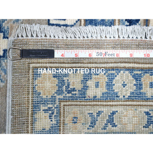 9'8"x13'9" Gray Vintage Look Kazak All Over Design Natural Wool Hand Knotted Oriental Rug FWR335808