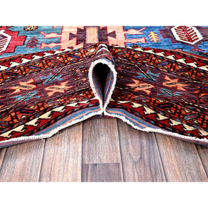 8'3"x10'6" Peach Color, Afghan Ersari with Turkish Knot, Caucasian Design Revival, Vegetable Dyes, Hand Knotted, Soft Wool, Densely Woven, Oriental Rug FWR3360