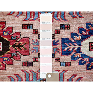 8'3"x10'6" Peach Color, Afghan Ersari with Turkish Knot, Caucasian Design Revival, Vegetable Dyes, Hand Knotted, Soft Wool, Densely Woven, Oriental Rug FWR3360