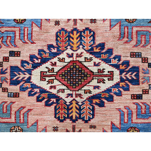 8'3"x10'6" Peach Color, Afghan Ersari with Turkish Knot, Caucasian Design Revival, Vegetable Dyes, Hand Knotted, Soft Wool, Densely Woven, Oriental Rug FWR3360