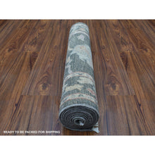 Load image into Gallery viewer, 2&#39;9&quot;x9&#39;9&quot; Shiny Wool Hand Knotted Charcoal Black Angora Oushak Oriental Runner Rug FWR337350