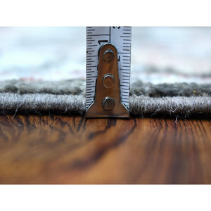 2'9"x9'9" Shiny Wool Hand Knotted Charcoal Black Angora Oushak Oriental Runner Rug FWR337350
