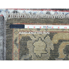 Load image into Gallery viewer, 2&#39;9&quot;x9&#39;9&quot; Shiny Wool Hand Knotted Charcoal Black Angora Oushak Oriental Runner Rug FWR337350