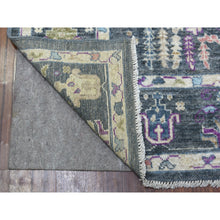 Load image into Gallery viewer, 6&#39;4&quot;x8&#39;9&quot; Hand Knotted Charcoal Gray Angora Oushak Willow And Cypress Tree Design Soft Velvety Wool Oriental Rug FWR337644