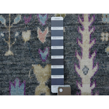 Load image into Gallery viewer, 6&#39;4&quot;x8&#39;9&quot; Hand Knotted Charcoal Gray Angora Oushak Willow And Cypress Tree Design Soft Velvety Wool Oriental Rug FWR337644