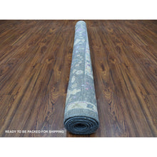 Load image into Gallery viewer, 6&#39;4&quot;x8&#39;9&quot; Hand Knotted Charcoal Gray Angora Oushak Willow And Cypress Tree Design Soft Velvety Wool Oriental Rug FWR337644
