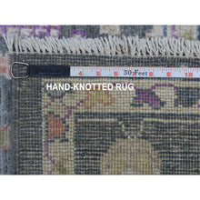 Load image into Gallery viewer, 6&#39;4&quot;x8&#39;9&quot; Hand Knotted Charcoal Gray Angora Oushak Willow And Cypress Tree Design Soft Velvety Wool Oriental Rug FWR337644