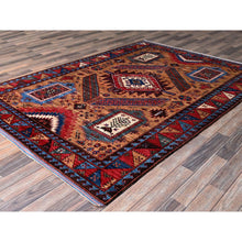 Load image into Gallery viewer, 6&#39;1&quot;x8&#39;4&quot; Ochre Brown, Afghan Ersari With Turkish Knot, Caucasian Design Revival, Densely Woven, Vegetable Dyes, Hand Knotted, 100% Wool, Oriental Rug FWR3372