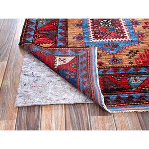 6'1"x8'4" Ochre Brown, Afghan Ersari With Turkish Knot, Caucasian Design Revival, Densely Woven, Vegetable Dyes, Hand Knotted, 100% Wool, Oriental Rug FWR3372