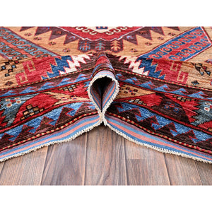 6'1"x8'4" Ochre Brown, Afghan Ersari With Turkish Knot, Caucasian Design Revival, Densely Woven, Vegetable Dyes, Hand Knotted, 100% Wool, Oriental Rug FWR3372