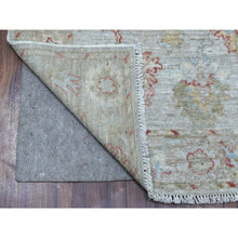 Load image into Gallery viewer, 2&#39;10&quot;x11&#39;8&quot; Hand Knotted Gray Angora Oushak With Floral Motifs Soft And Vibrant Wool Oriental Runner Rug FWR338076